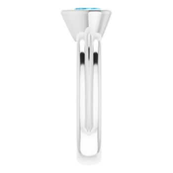 Heart Swiss Blue Topaz Solitaire Ring in 14K White Gold 4