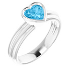Heart Swiss Blue Topaz Solitaire Ring in 14K White Gold