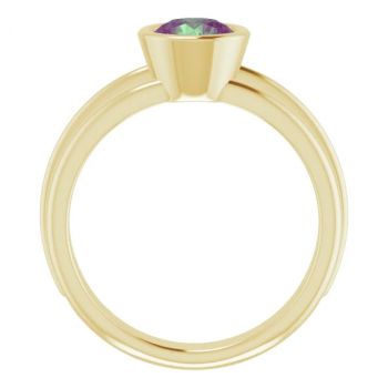 Lab-Grown Bezel-Set Alexandrite Solitaire Ring in 14K Gold 2