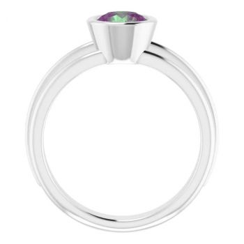 14K White Gold Lab-Grown Bezel Alexandrite Solitaire Ring 2