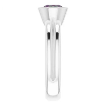 14K White Gold Lab-Grown Bezel Alexandrite Solitaire Ring 4