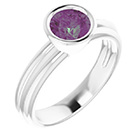 14K White Gold Lab-Grown Bezel Alexandrite Solitaire Ring