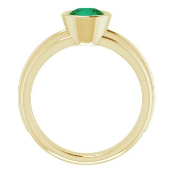 Lab-Grown Bezel Emerald Solitaire Ring in 14K Gold 2