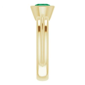 Lab-Grown Bezel Emerald Solitaire Ring in 14K Gold 4