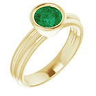 Lab-Grown Bezel Emerald Solitaire Ring in 14K Gold