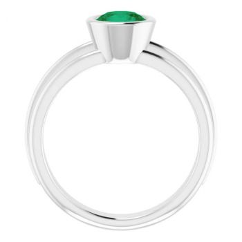 14K White Gold Lab-Grown Emerald Solitaire Ring 2