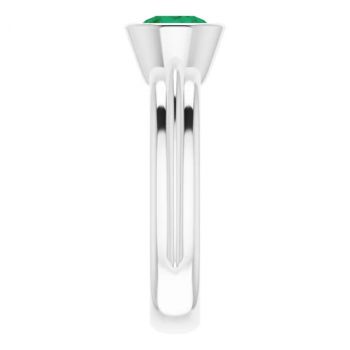 14K White Gold Lab-Grown Emerald Solitaire Ring 4