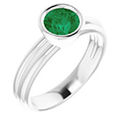 14K White Gold Lab-Grown Emerald Solitaire Ring