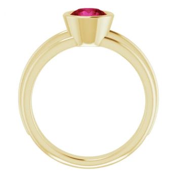 14K Gold Lab-Grown Ruby Solitaire Ring 2