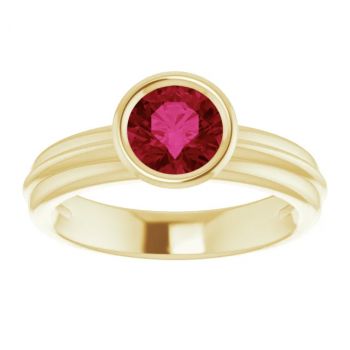 14K Gold Lab-Grown Ruby Solitaire Ring 3