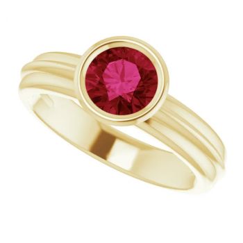 14K Gold Lab-Grown Ruby Solitaire Ring 5