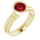 14K Gold Lab-Grown Ruby Solitaire Ring
