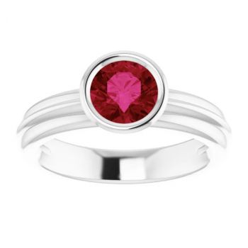 Lab-Grown Ruby Solitaire Ring in 14K White Gold 3