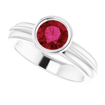 Lab-Grown Ruby Solitaire Ring in 14K White Gold 5