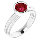Lab-Grown Ruby Solitaire Ring in 14K White Gold