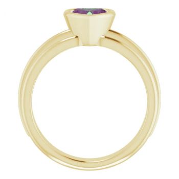 Lab-Grown Heart-Shaped Alexandrite Solitaire Ring in 14K Gold 2