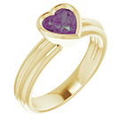 Lab-Grown Heart-Shaped Alexandrite Solitaire Ring in 14K Gold
