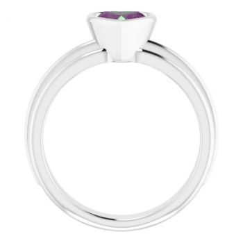 14K White Gold Lab-Grown Heart Alexandrite Solitaire Ring 2