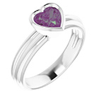 14K White Gold Lab-Grown Heart Alexandrite Solitaire Ring