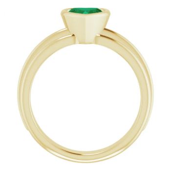 14K Gold Lab-Grown Heart-Shaped Emerald Solitaire Ring 2