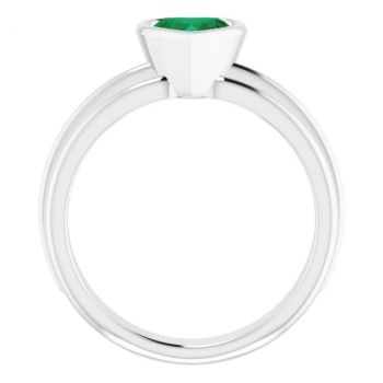 Lab-Grown Bezel Heart Emerald Solitaire Ring in 14K White Gold 2