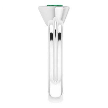 Lab-Grown Bezel Heart Emerald Solitaire Ring in 14K White Gold 4