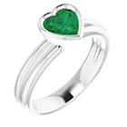 Lab-Grown Bezel Heart Emerald Solitaire Ring in 14K White Gold