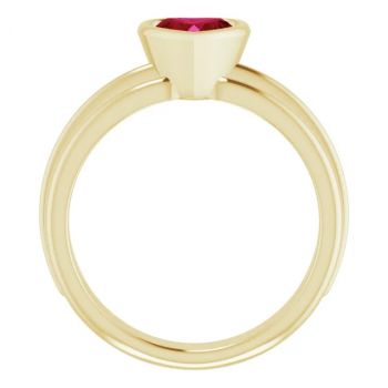 Lab-Grown Heart-Shaped Ruby Solitaire Ring in 14K Gold 2