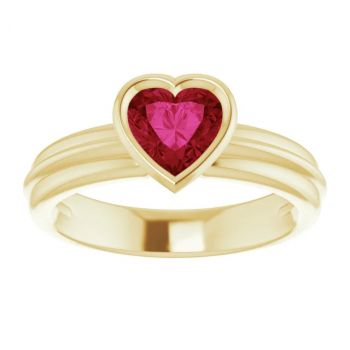Lab-Grown Heart-Shaped Ruby Solitaire Ring in 14K Gold 3