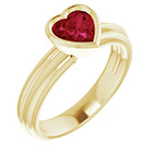 Lab-Grown Heart-Shaped Ruby Solitaire Ring in 14K Gold