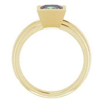 Lab-Grown Princess-Cut Alexandrite Solitaire Ring in 14K Gold 2