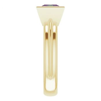 Lab-Grown Princess-Cut Alexandrite Solitaire Ring in 14K Gold 4