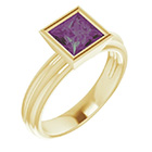 Lab-Grown Princess-Cut Alexandrite Solitaire Ring in 14K Gold