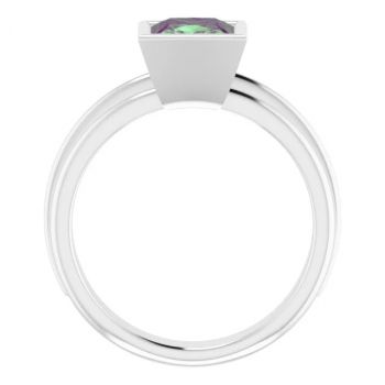 14K White Gold Lab-Grown Princess-Cut Alexandrite Solitaire Ring 2