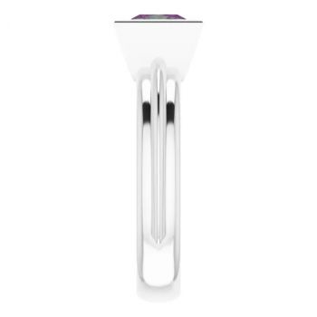 14K White Gold Lab-Grown Princess-Cut Alexandrite Solitaire Ring 4