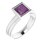 14K White Gold Lab-Grown Princess-Cut Alexandrite Solitaire Ring