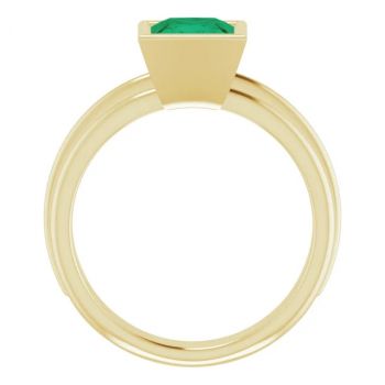 Lab-Grown Princess-Cut Emerald Solitaire Ring in 14K Gold 2