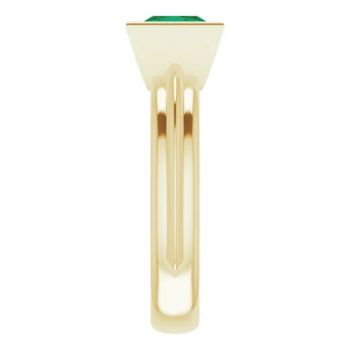 Lab-Grown Princess-Cut Emerald Solitaire Ring in 14K Gold 4
