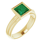 Lab-Grown Princess-Cut Emerald Solitaire Ring in 14K Gold