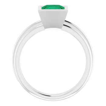 14K White Gold Lab-Grown Princess-Cut Emerald Solitaire Ring 2
