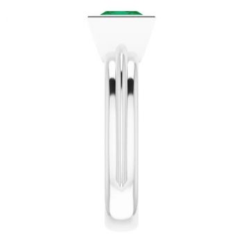 14K White Gold Lab-Grown Princess-Cut Emerald Solitaire Ring 4