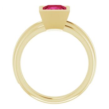 14K Gold Lab-Grown Princess-Cut Ruby Solitaire Ring 2