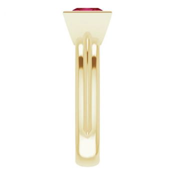 14K Gold Lab-Grown Princess-Cut Ruby Solitaire Ring 4