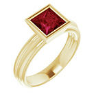 14K Gold Lab-Grown Princess-Cut Ruby Solitaire Ring