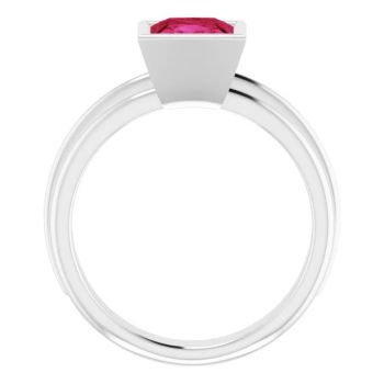 Lab-Grown Princess-Cut Ruby Solitaire Ring in 14K White Gold 2