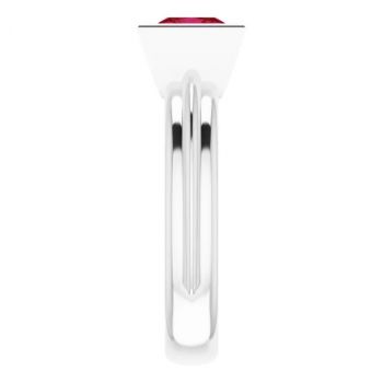 Lab-Grown Princess-Cut Ruby Solitaire Ring in 14K White Gold 4