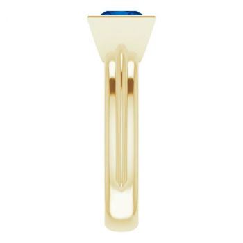 Lab-Grown Princess-Cut Sapphire Solitaire Ring in 14K Gold 4