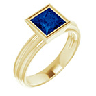 Lab-Grown Princess-Cut Sapphire Solitaire Ring in 14K Gold