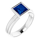 14K White Gold Lab-Grown Princess-Cut Sapphire Solitaire Ring