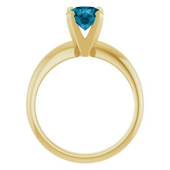 London Blue Topaz Gemstone Solitaire Ring in 14K Yellow Gold 2